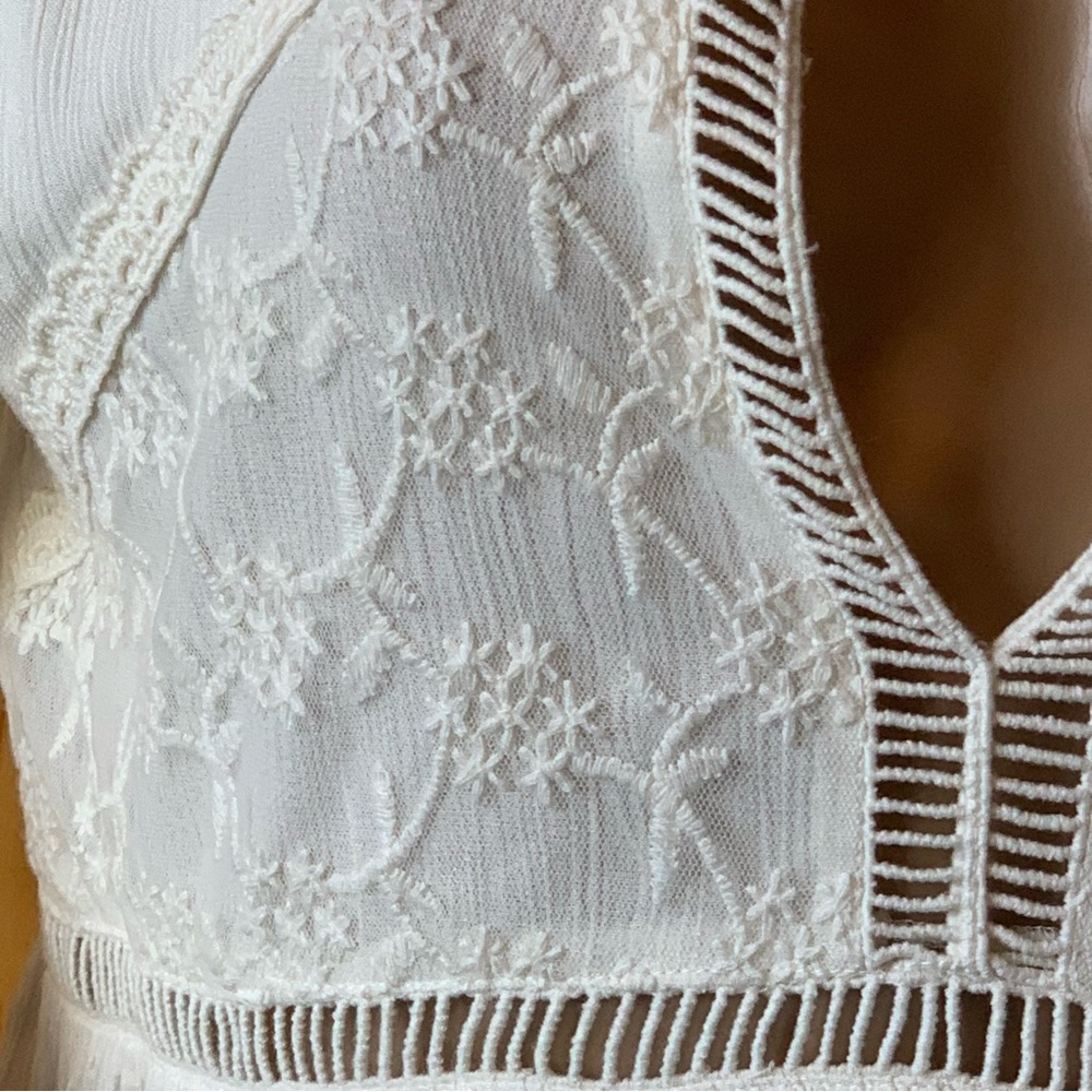 Patrons of Peace White Dress M Lace Crochet Boho Festival Cutouts - Picture 6 of 13